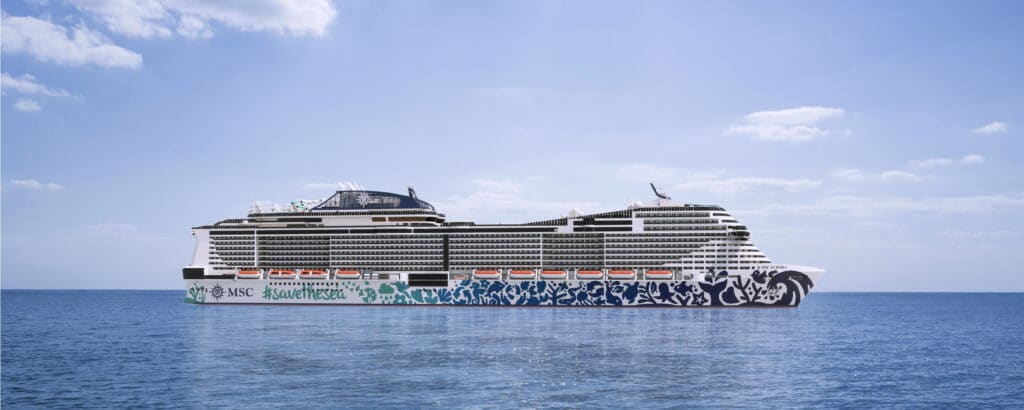 MSC Euribia - das erste Schiff der Flotte mit Rumpfbemalung. Grafik: MSC Cruises