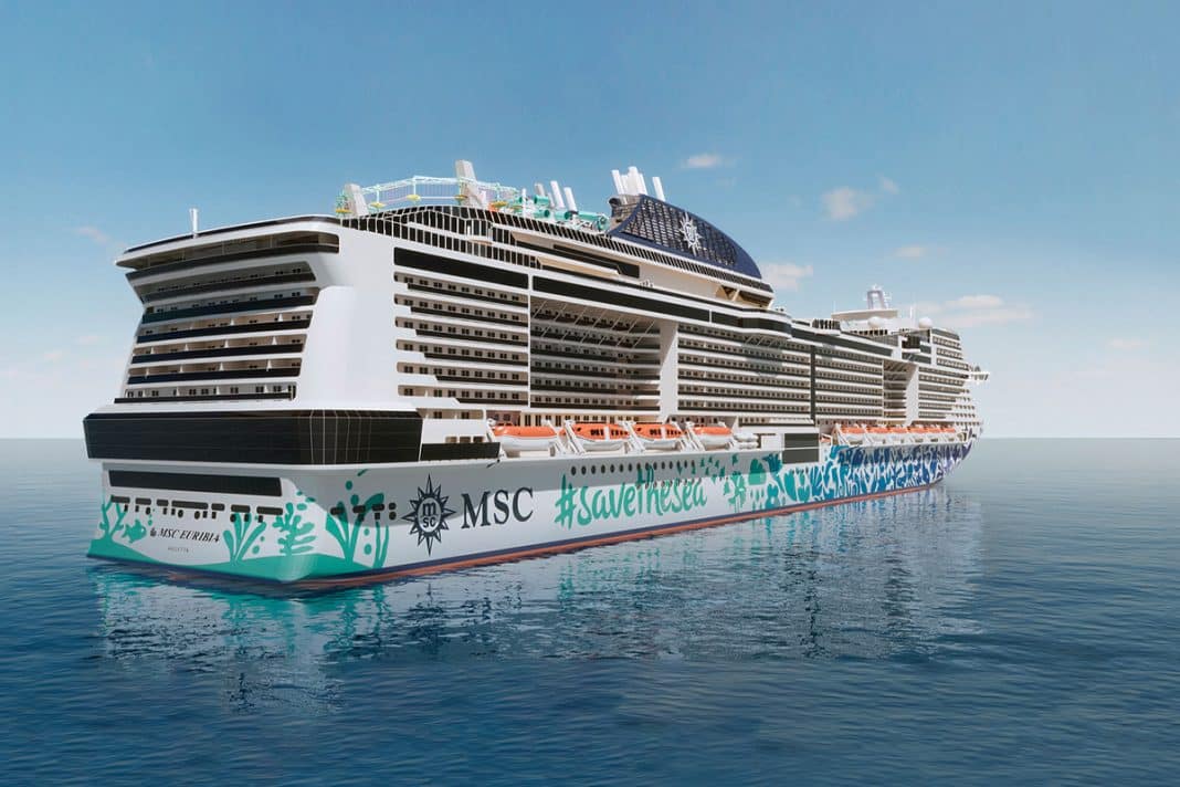 MSC Euribia - das erste Schiff der Flotte mit Rumpfbemalung. Grafik: © MSC Cruises
